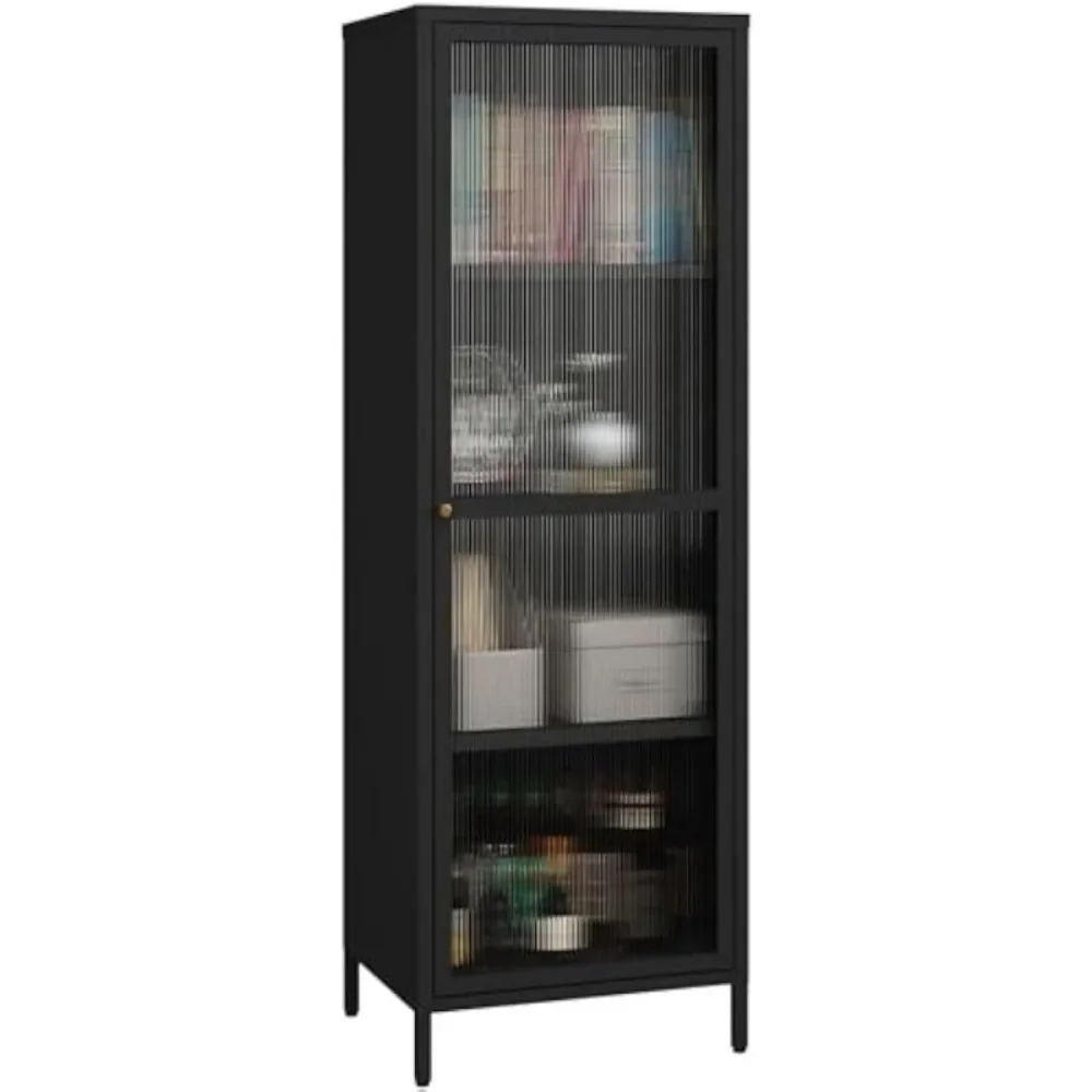 

Metal Storage Cabinet with Glass Door, Steel File Cabinet with 3 Shelves 59.06-inch high for School, Bedroom, Home Office