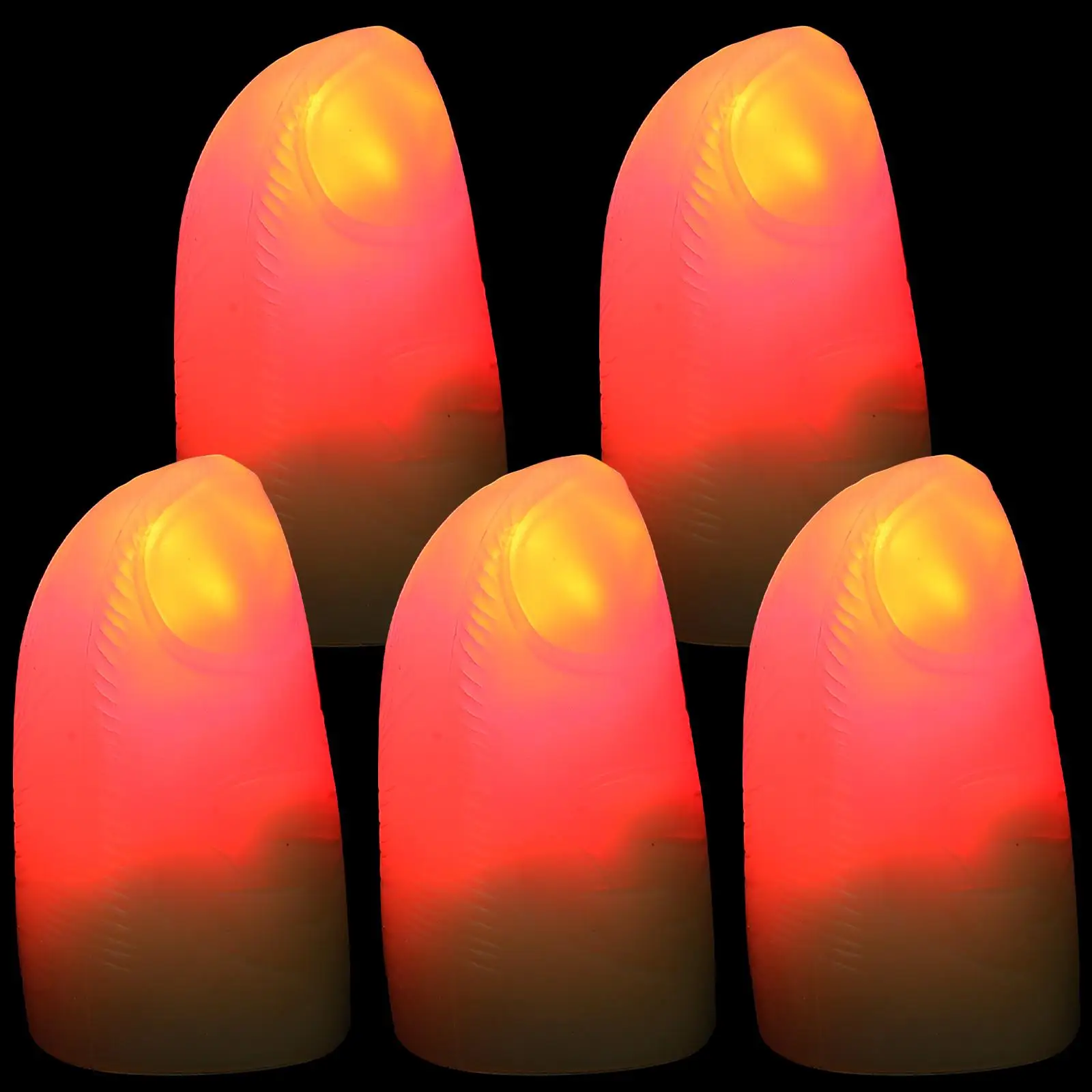 

5pcs Finger Lights Red PVC Thumb Tip Lamp Halloween Props Cosplay Accessories Party Favors Stage Toy LED Lighted