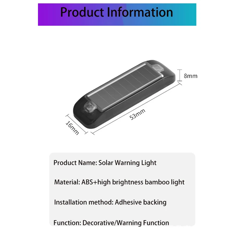 Motorcycle Car Rear-End Warning Light Solar Strobe Light Led Red and Blue Bicycle Colored Lights Wireless Installationhipping