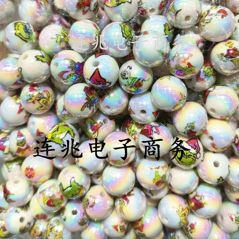 5pcs cartoon anime acrylic beads white background printed beads for diy jewelry making bracelets materials