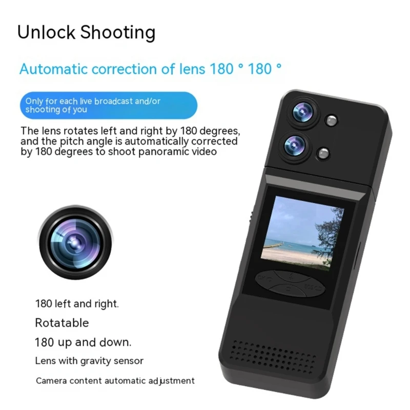 

Portable Body Camera Video Recorder With OLED Screen, 180°Rotatable Lens for Office Lectures Travel Outdoor Use