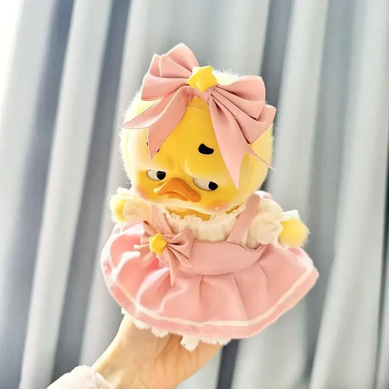 For 20 cm Upset duck plush doll baby clothes pink and blue cherry skirt set Dolls Accessories Cute Decoration