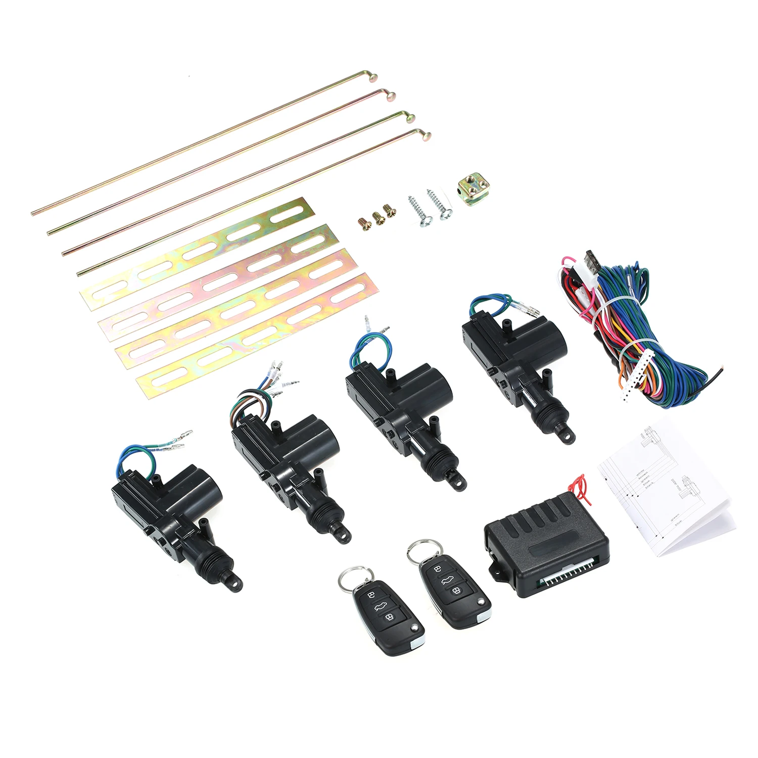 12V Universal Car Remote Central Kit Locking Keyless Entry System with 2 Remote Control Trunk Pop 4 Door Lock Actuator