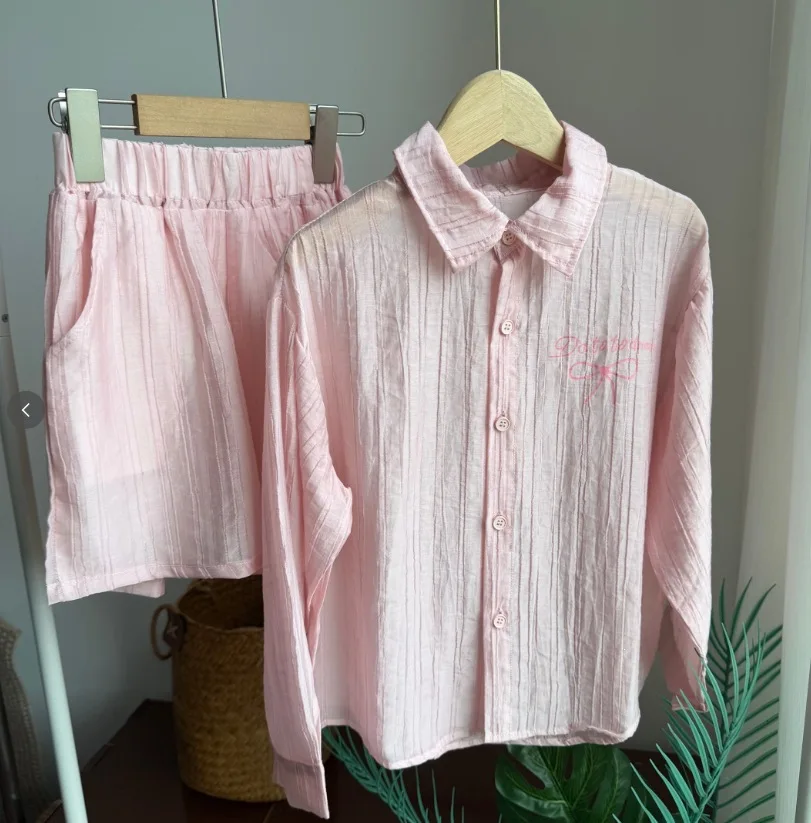 Girls' Suit 2026 Spring and Summer New Children's Clothes Girls' Baby Breathable Sunscreen Shirt Shorts Two-piece Set