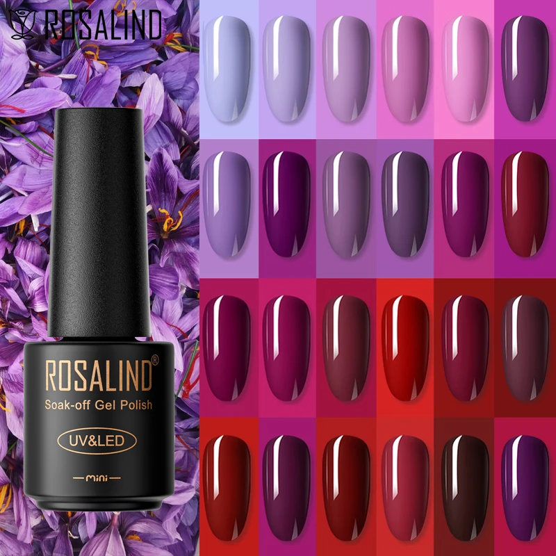 Rosalind Gel Nagellack rot lila semi-permanenter Lack UV-LED-Gel alle für Maniküre Nägel Kunst Basis Top Gel Lack einweichen