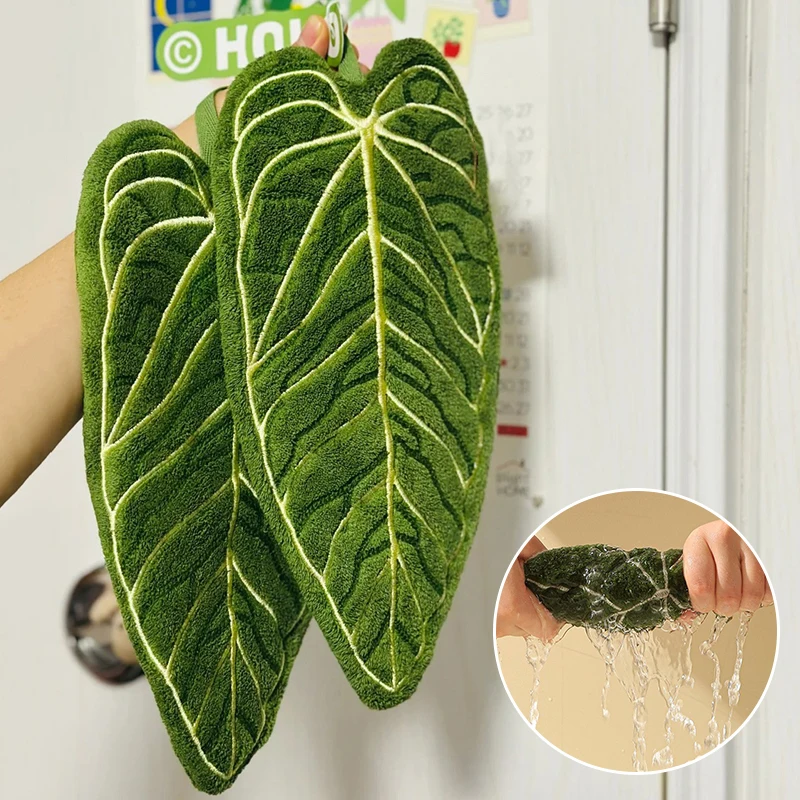 1PC Hot Plant Hand Towel Cleaning Towel Absorbent Handkerchief Hanging Thickened Kitchen Towel Bathroom Kitchen Accessories