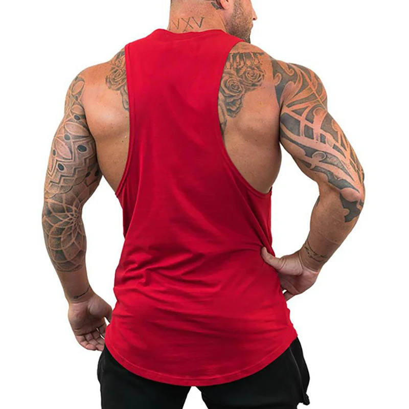 Cotton Men Running Vest Breathable Sweat Absorbent Loose Summer Gym Workout Fitnes Weightlifting Training Tank Top Shirt jogging