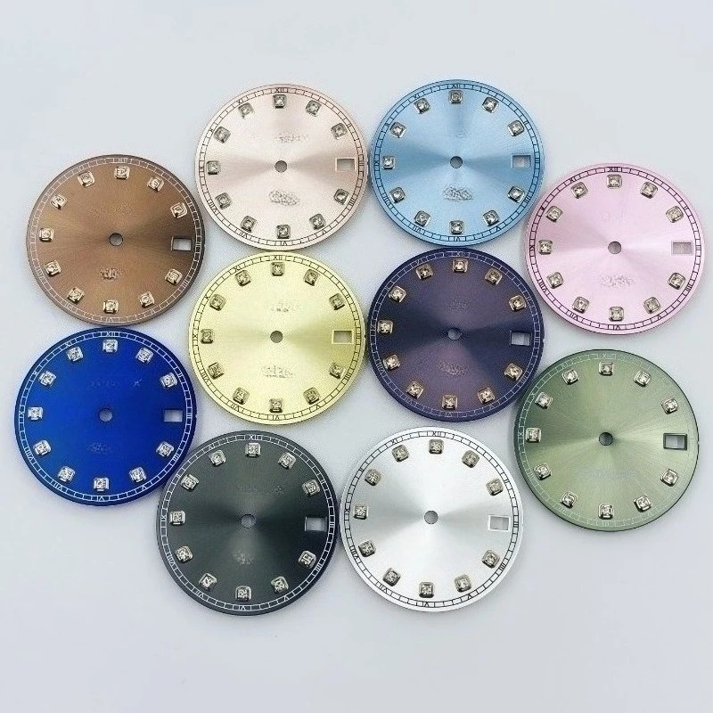 ملحقات تعديل الساعة 28.5 ملم قرص سجل نمط الشمس حرفيًا، وجه ماسي، مناسبة لحركة NH35/36