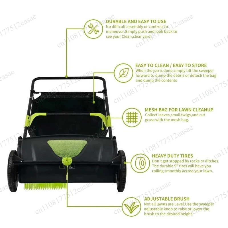 Multifunctional Hand-Push Lawn Leaf Collector, Manual Yard Cleaning Sweeping Tool