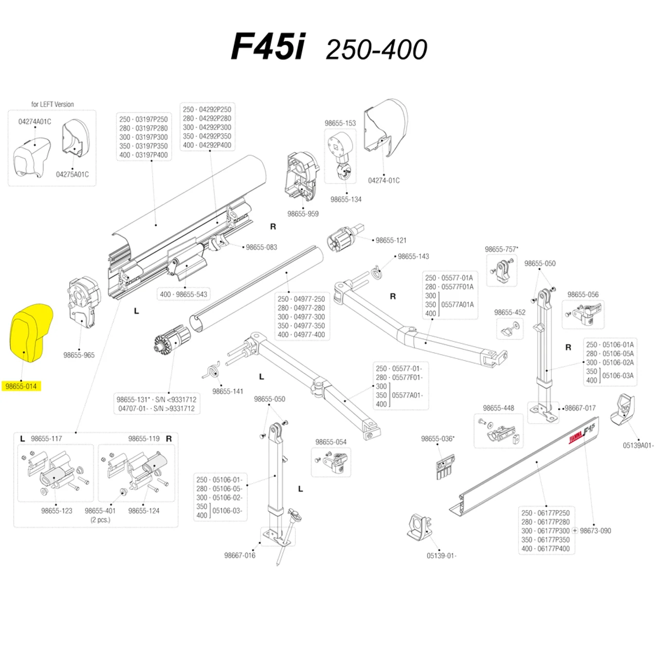 RV Camper Trailer Caravan Motorhome ‎98655-014 04274-01C for Fiamma Awning F45i Hand Crank F45i RV Awning Outer End Cap