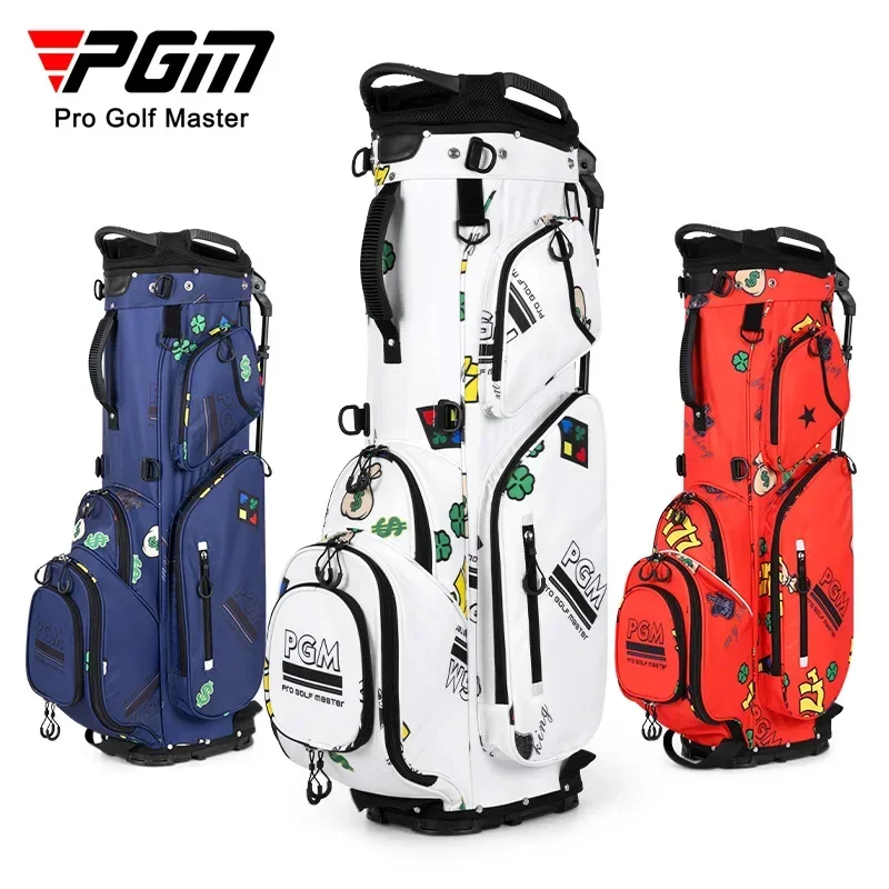 PGM Men Women Golf Stand Bags Ultra-light Nylon Graffiti Bag Large Capacitytraining Accessory Hold 14pcs Clubs 2.7kg QB111