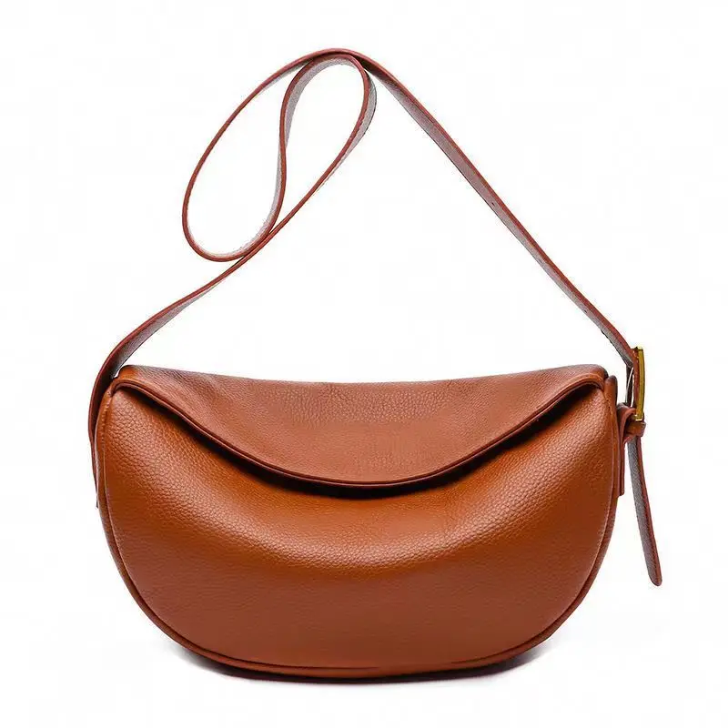 Bolso de hombro de piel auténtica para mujer, bandolera Retro de piel de vaca, excelente bolso Hobo con diseño Original, primavera 2024