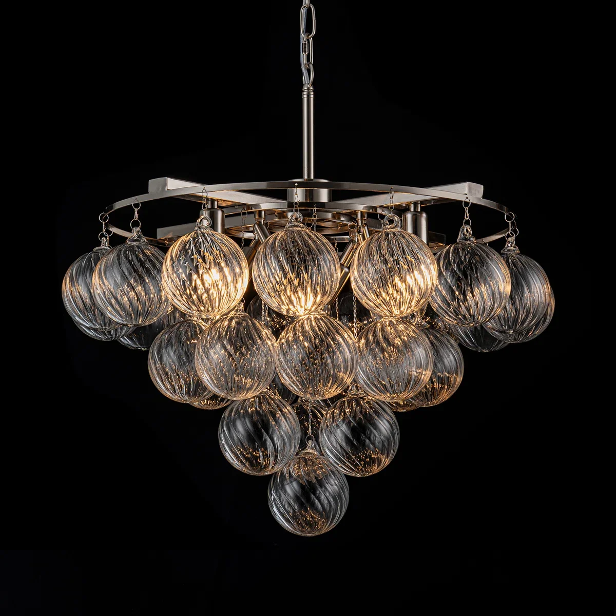 Chrome Tiered Bubble Chandelier Led Pendant Light For Living Room Dining Room Staircase Villa Luxury Glass Ball Hanging Lamp
