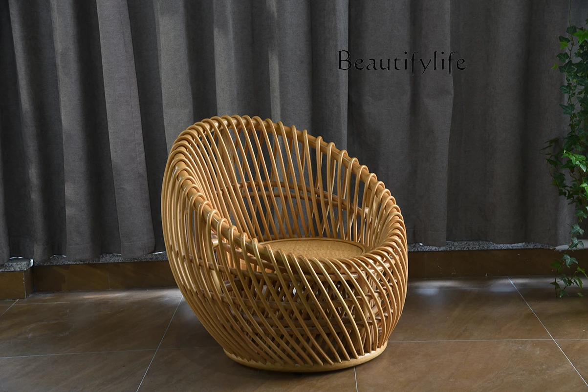 Ivy rattan chair intangible cultural heritage rattan Indonesian agate rattan resort hotel leisure chair Teng chair