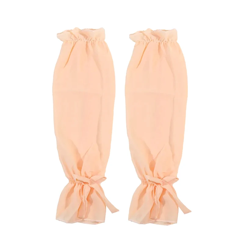 Fashionable Solid Summer Ice Sleeve Women's Sun Arm Cover with Chiffon Bow Accent, Loose Protective Garments