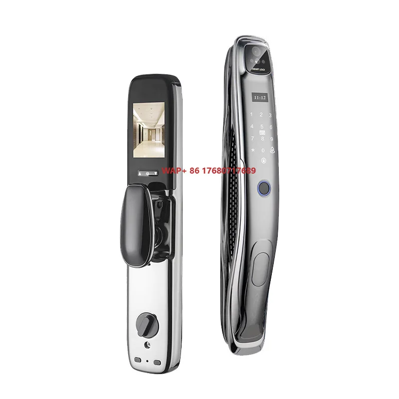 3D Smart Lock Fingerprint Face Recognition Automatic Intelligent Lock for Wood Includes Brushed Face Graffiti Cat's Eye Cloud