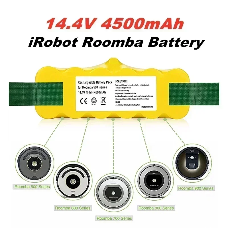 Irobot Roomba用充電式バッテリー,掃除機用500, 530, 570, 580, 600, 630, 650, 700, 14.4v,9500mah