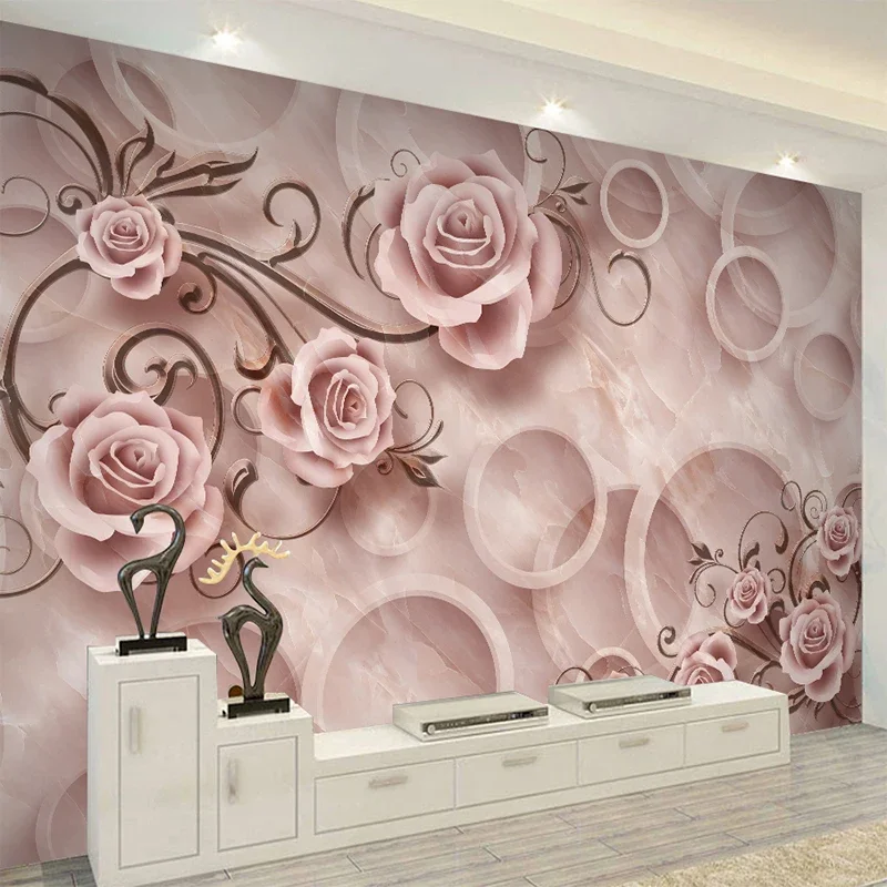 

Custom 3D Emboss Texture Marble Stereo Rose Wall Cloth Wallpaper For Living Room Background Wall Home Decor 3D Mural Wall Paper