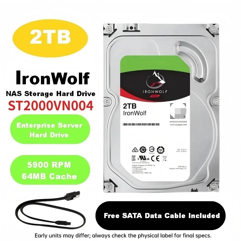 ST2000VN004 2TB IronWolf Enterprise Mechanical Hard Disk 2t Vertical Network NAS