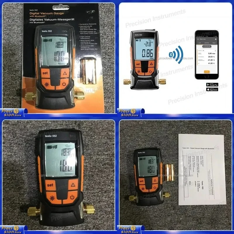 For Digital Vacuum Gauge Bluetooth Backlit Display HVAC Refrigeration AC Manifold Meter Automotive Tool with Visual Alarm