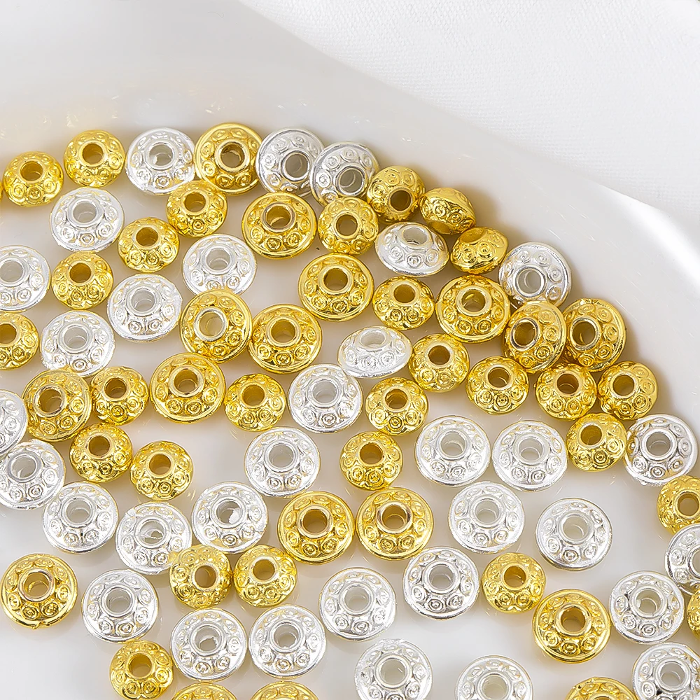 10pcs 20Pcs 18K Gold Color Plated Brass Flat Round Charms Loose Beads Copper for DIY Necklace Earrings Jewelry Making Supplies