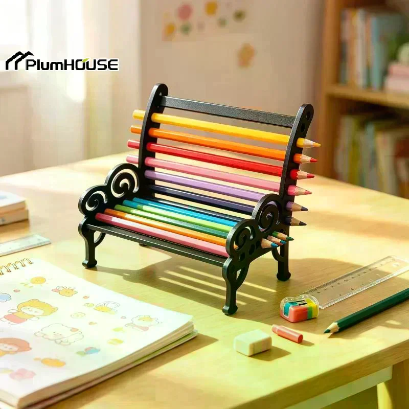 Bench‑Shaped Pencil Holder, Self‑Assembly Chair‑Style Stationery Organizer, Unique Gift For Artists & Stationery Lovers
