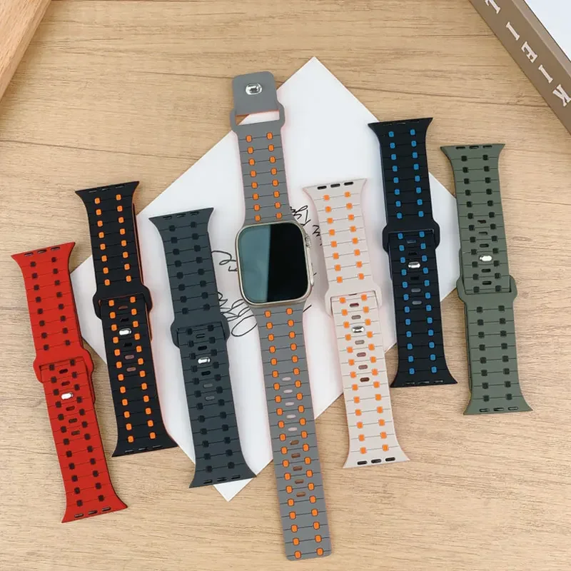 

Straps For Apple Watch Band 44mm 40mm 45mm 41mm 49mm 46 42mm 38mm correa silicone bracelet iwatch series 10 7 8 se 3 6 9 ultra 2
