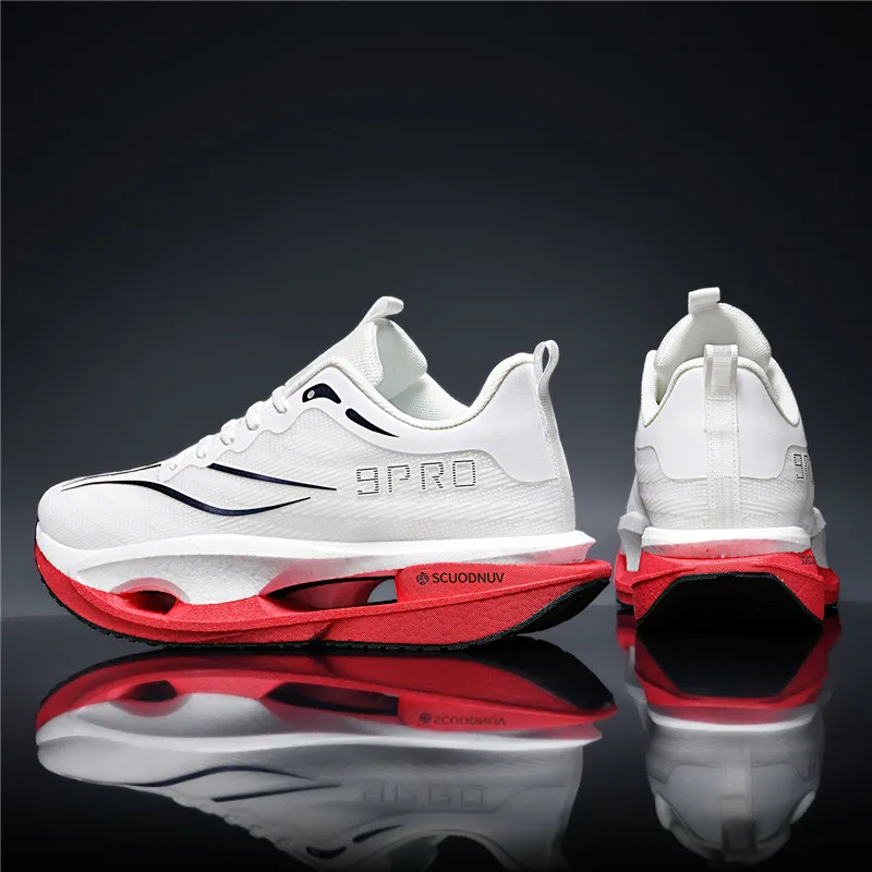 Herren-Freizeitsportschuhe, Paar-Modell 9Pro, Herren-Laufschuhe für Wettkämpfe, trendige Sportschuhe mit Farbverlauf und Mesh-Obermaterial, atmungsaktive, leichte und strapazierfähige Laufschuhe mit dicker Sohle und hoher Elastizität, die Stöße absorbieren, ideal für Outdoor-Fitness-Training. – Detail 2
