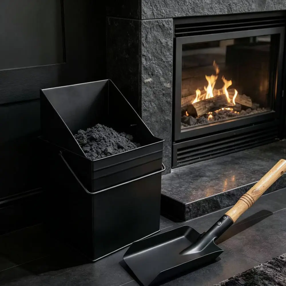 Fireplace Ash Storage Bucket Metal Shovel Kit For Stove Hearth Cleaning Durable Iron Container Indoor Outdoor Tools