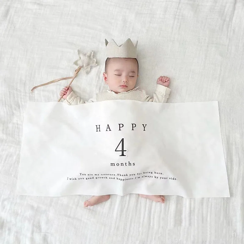 1 PC INS Kids 1 2 3 4 5 6 Month Birthday Poster Baby Shower White Hanging Backdrops Decoration