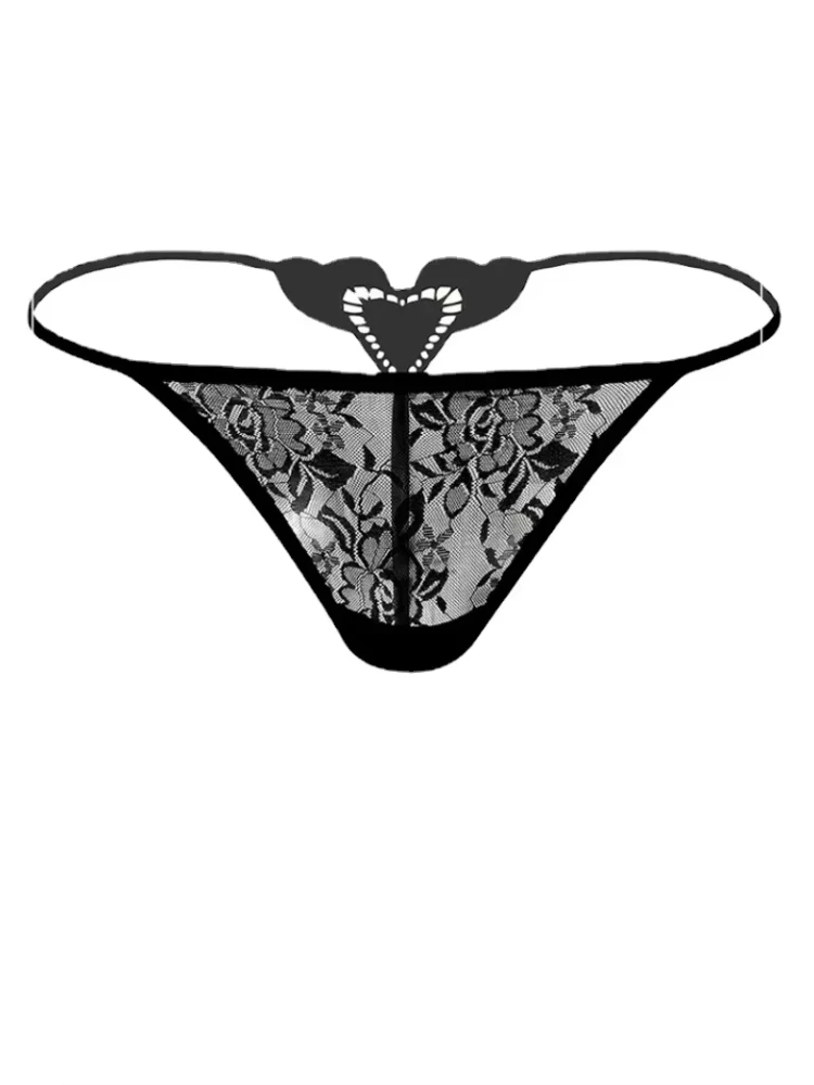 Transparent Lace Sexy Panties Ultra Thin G String Thong Women Underwear Panties Embroidered Heart Female T Back Pants Lingerie