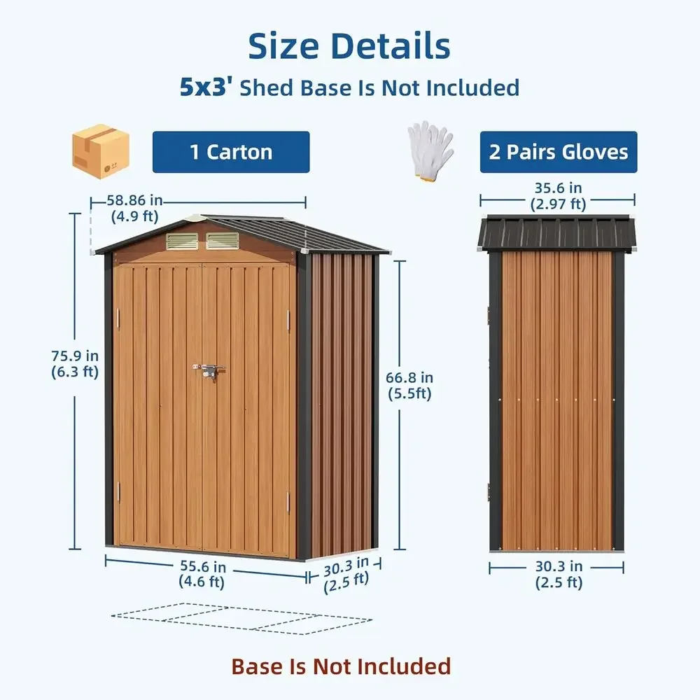 Durable Metal Outdoor Storage Shed with Double Lockable Door - Ideal for Lawn, Patio, and Bike Storage
