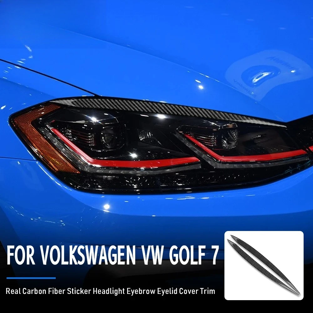 Real Soft Carbon Fiber for Volkswagen VW Golf 7 MK7 GTI 2013 2014 2015 2016 2017 Car Headlight Trim Eyelids Eyebrow Sticker