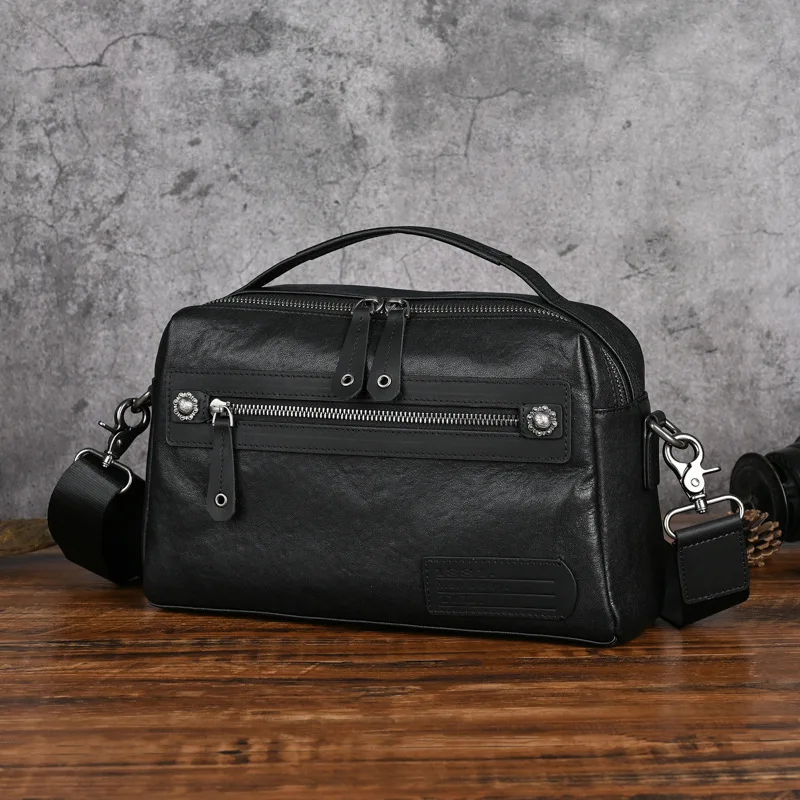 Vintage Men's Crossbody Bag Genuine Leather Casual Shoulder Bags Classic Messenger Bags Small High Quality Leather Men's Handbag