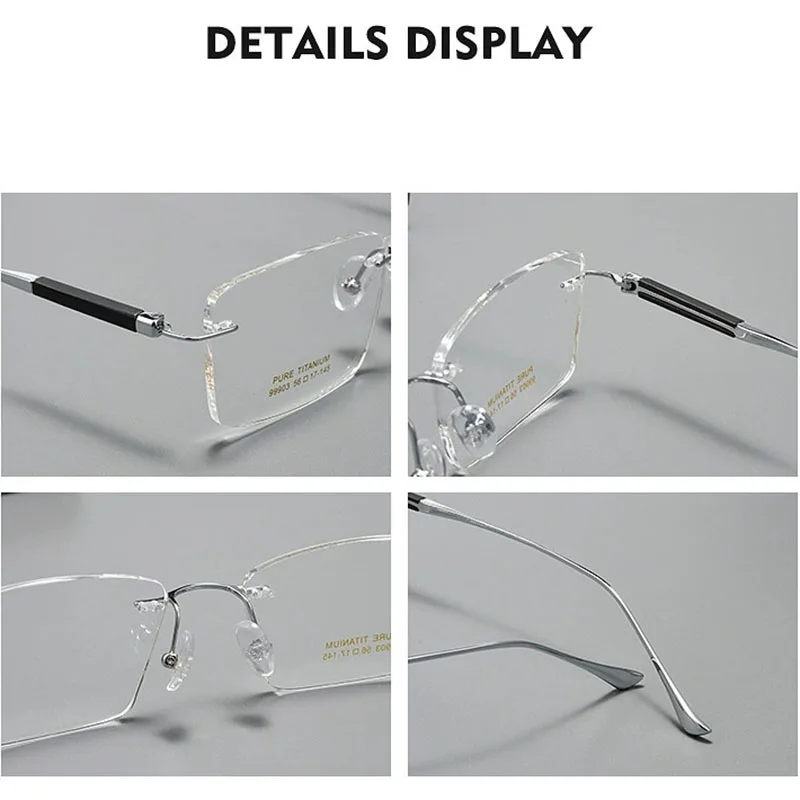 EYELUYAN Myopia Rimless Corrective Glasses High-quality Wood and Pure Titanium Frame Hyperopia Optical Prescription Eyeglasses - view 6