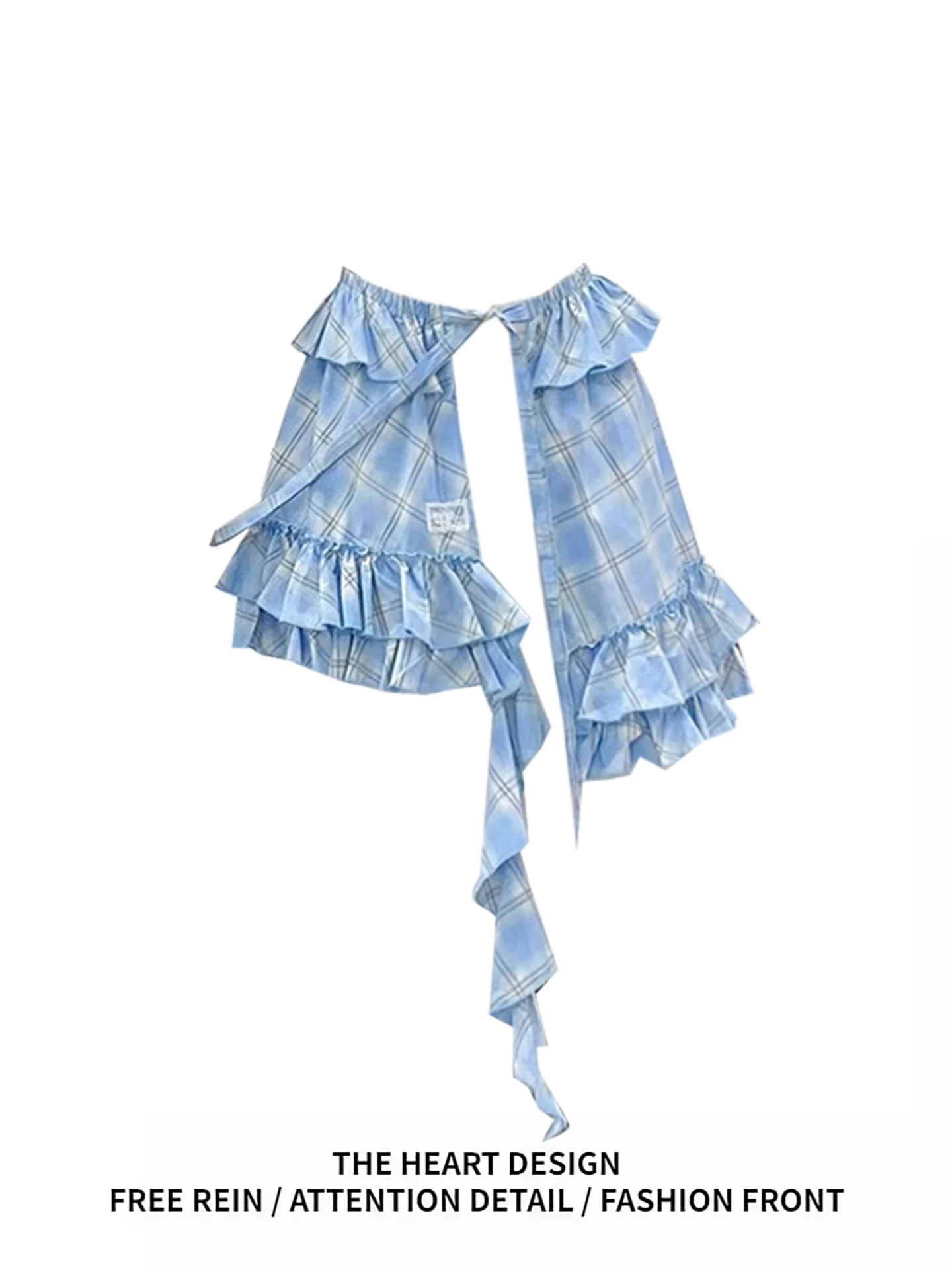 

Y2K Harajuku Blue Skirt Women's Design Asymmetrical Hemline One-Piece ort Skirt High Waist A-Line Korean Sle Commute