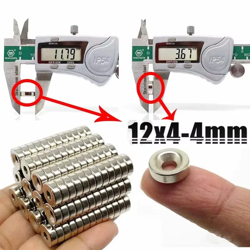 12x5-4 12x4-4 12x3-4mm 10/20/50/100/200/500pcs N35 Round Powerful Strong Neodymium Magnet Hole4 12*3-4 12*4-4 12*5-4 Magnetic