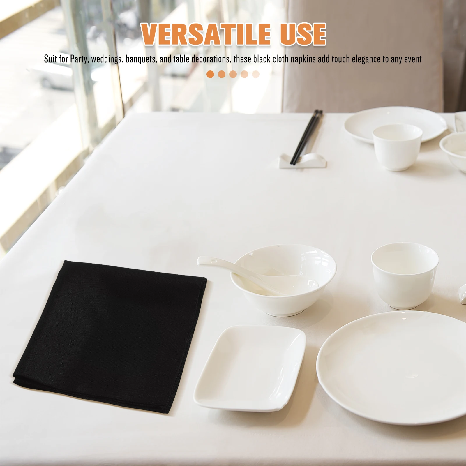 

4Pcs Black Cloth Napkins Polyester Washable Reusable 17x17inch for Banquet Wedding Party Dining Table Napkins