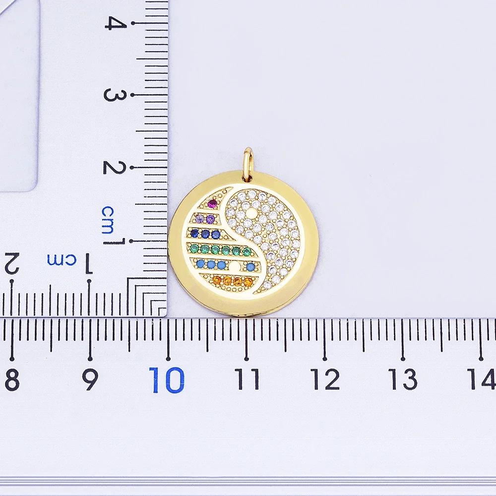 Nidin Classic Fashion Yin and Yang Gossip Taiji Gold Plated Zircon Pendant Necklaces for Women/Men Statement Jewelry Gifts