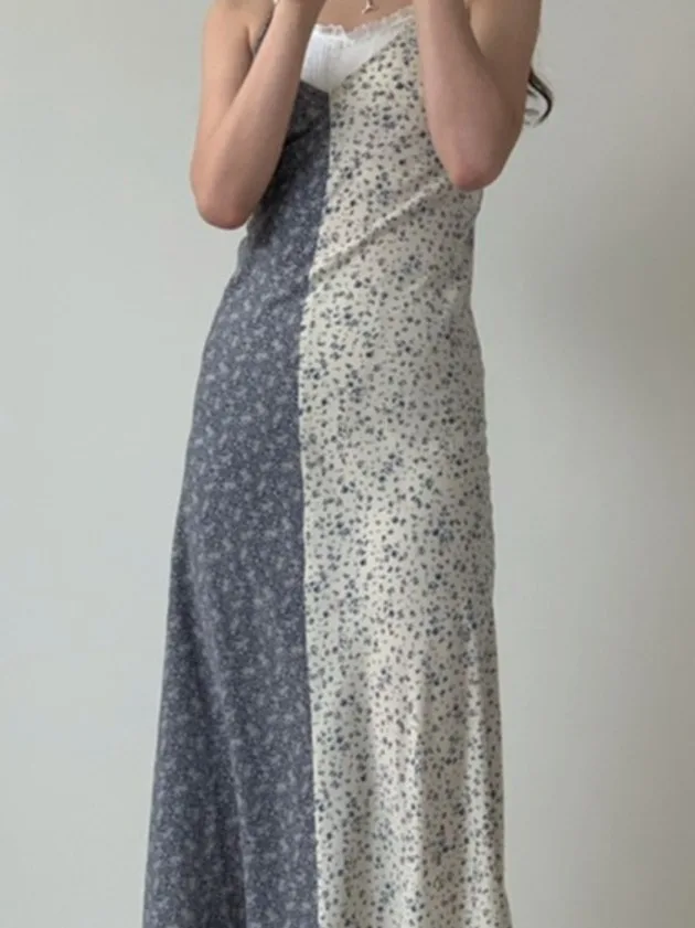 Floral ter Dr Women Chic Sweet Girl V-ne Slimming Inner Wear Summer Dr Casual วัสดุน้ำหนักเบาสบาย