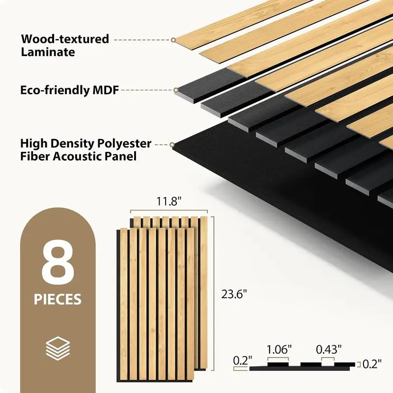 Fluted Wood Wall Panels 60*30cm Sound-absorbing Panels Soundproof Wooden Acoustic Felt Bulletin Cork Tiles Pin Boards Decorative