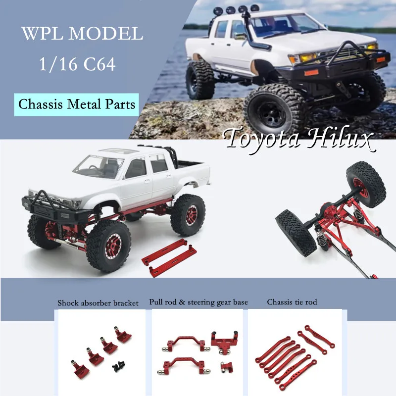 Części metalowe do samochodu Toyota Hilux RC, ulepszenie podwozia, drążek, pedał nożny, wymiana modyfikacji, model WPL, 1/16, C64