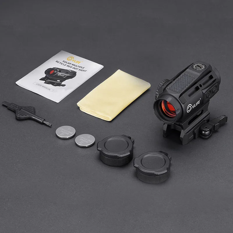 

EagleFeather X Solar Multi-Reticle Red Dot Sight Motion Awake Quick Release Mount Flip Up Covers IPX7 Waterproof Fogproof
