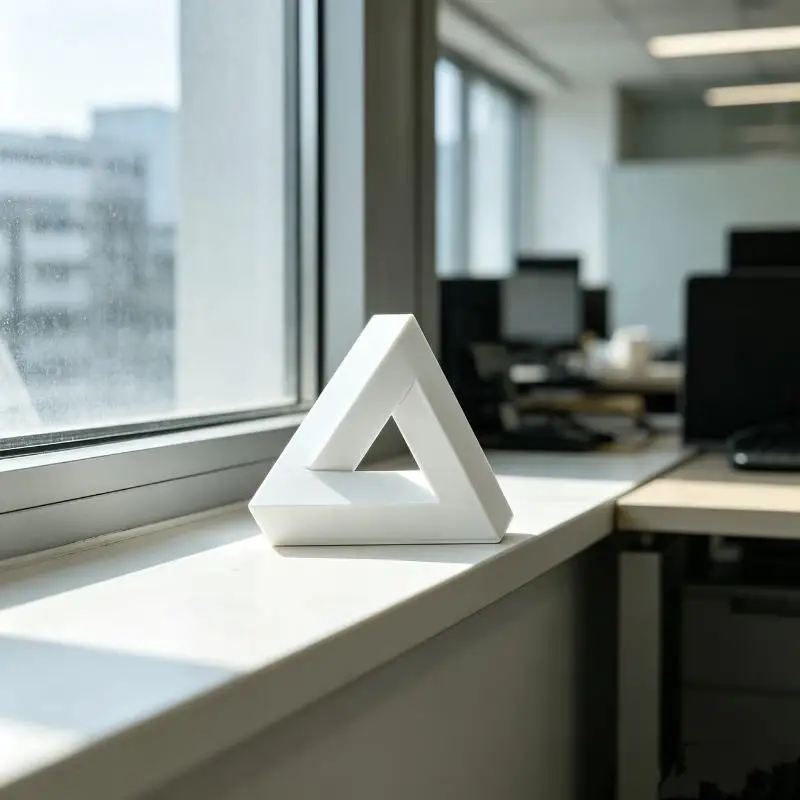Penrose Triangle Ornament, Optical Illusion Design, Desktop Decoration Stress Relief Model Collectible Figurines