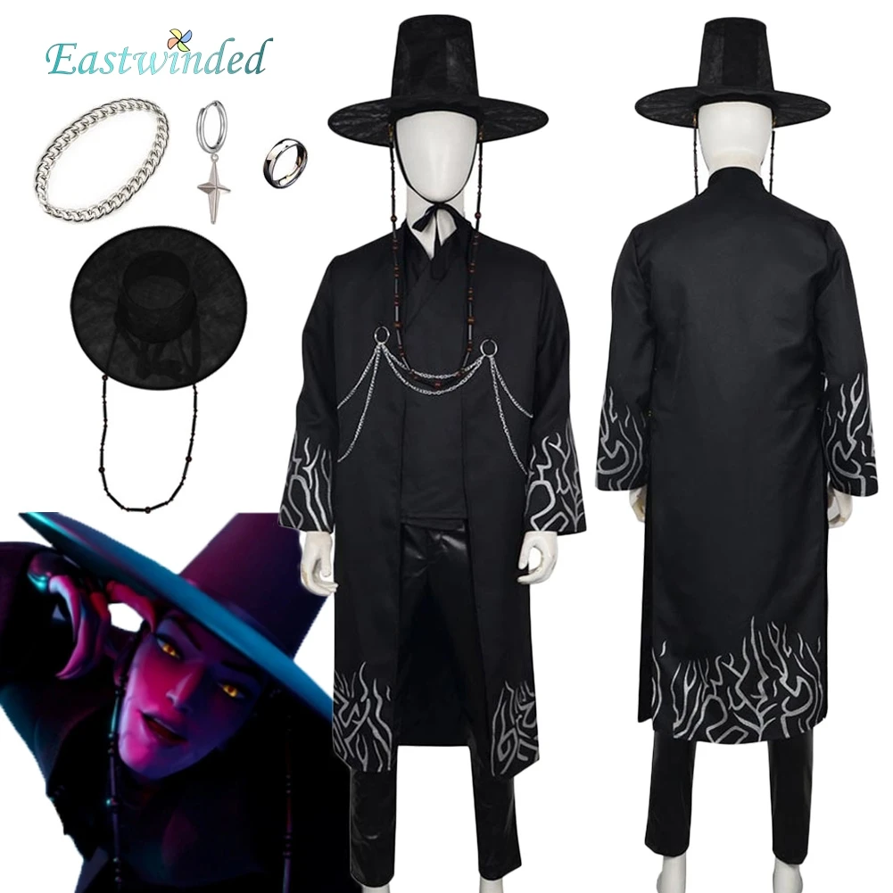 

Saja Boys Saja Boys Cosplay Black Costume Hat Suit Cartoon Demon Hunter of KPop Men Roleplay Outfits Halloween Carnival Party