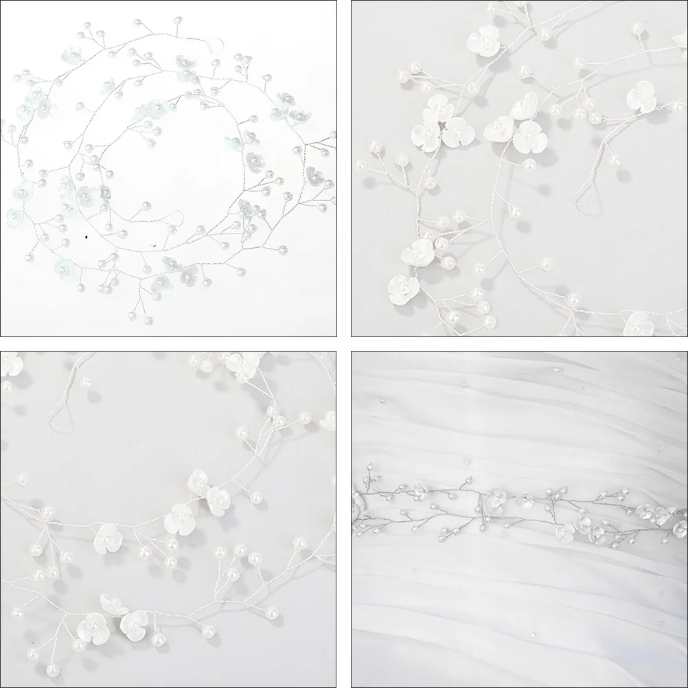 Bride Zinc Alloy Wedding Waist Belt Pearl Flower Design Chic Bridal Sash Beautiful Bridal Accessory Chain Belt