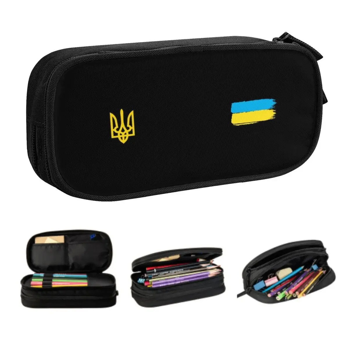 Coat Of Arms Of Ukraine Trident School Pencil Cases Boys Gilrs Large Storage Ukrainian Flag Pencil Box Students Stationery