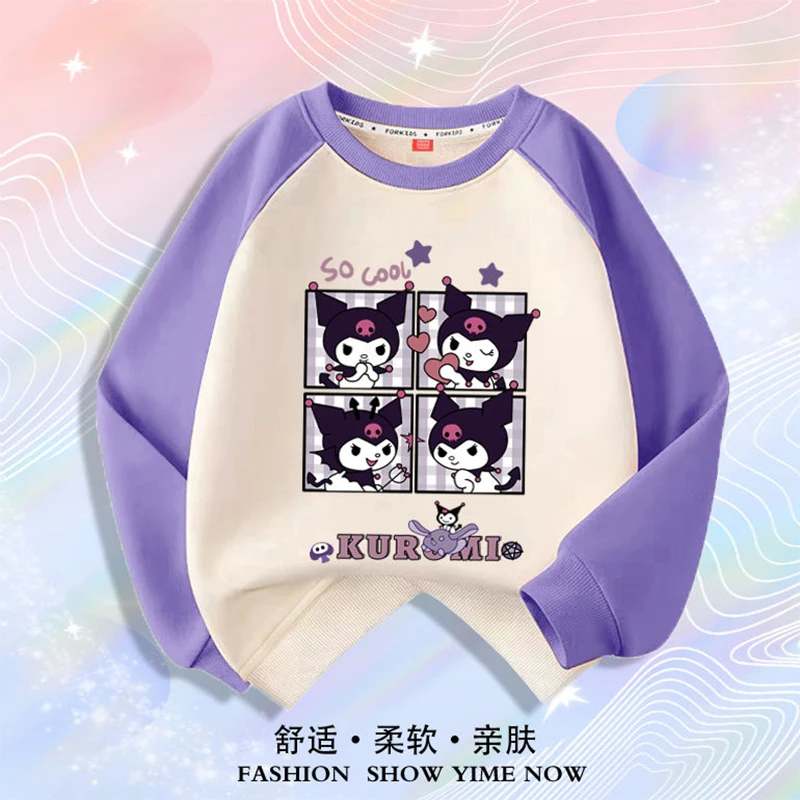 

Kawaii Sanrio Anime My Melody Kuromi Girl Hoodie Girl Heart Autumn Sweet Cute Cartoon Babys Casual Clothes Tide Gift for Kids