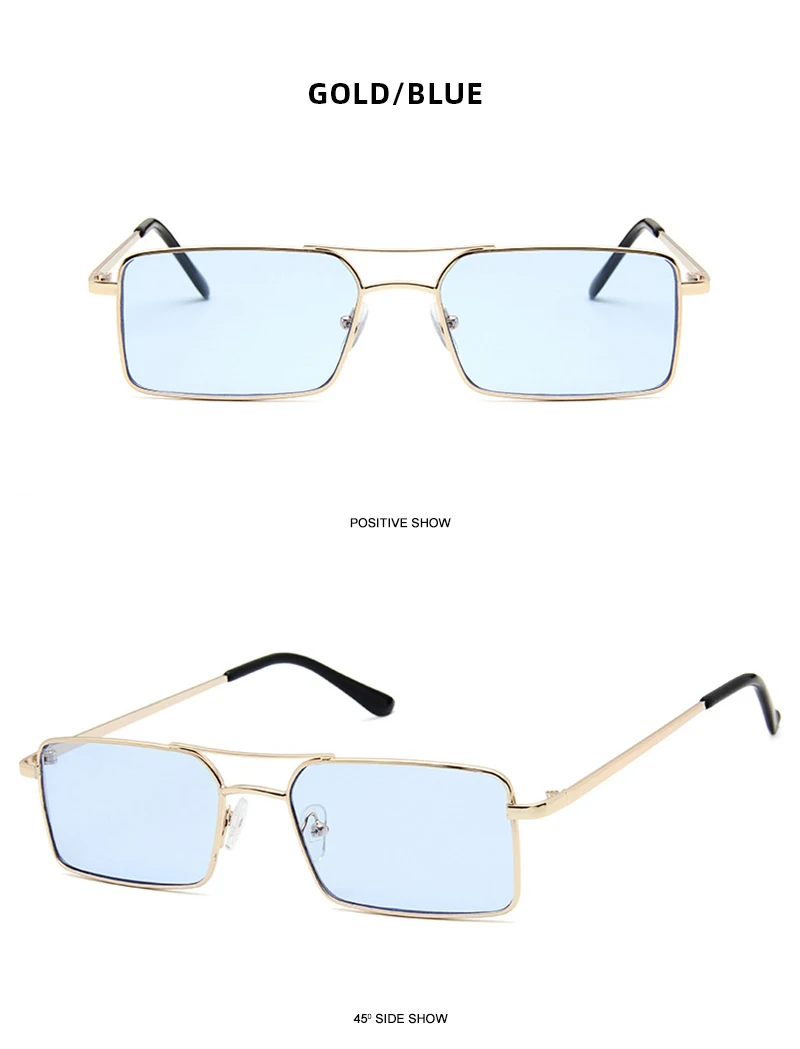 Vintage Rechteck Sonnenbrille Frauen Männer klassische kleine Metall Sonnenbrille weibliche Mode Sommer im Freien fahren Urlaub Schatten – Detail 9