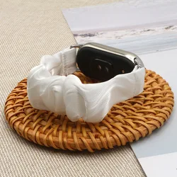 Mi Band 9/10 Watch Wrist Band Scrunchies Bracelet for Xiaomi Smart Band 8/9/10 Strap Dressy Women Cloth Fabric Wristband Elastic